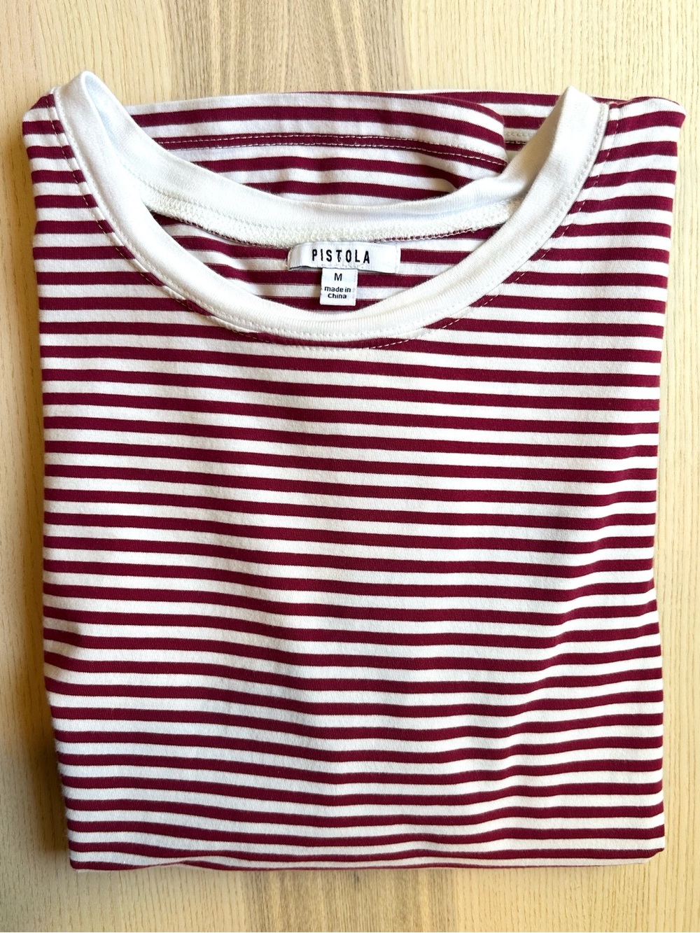 PISTOLA Trina Sangria Striped Muscle Tee Top Cotton Stretch Designer Size M - Picture 7 of 8